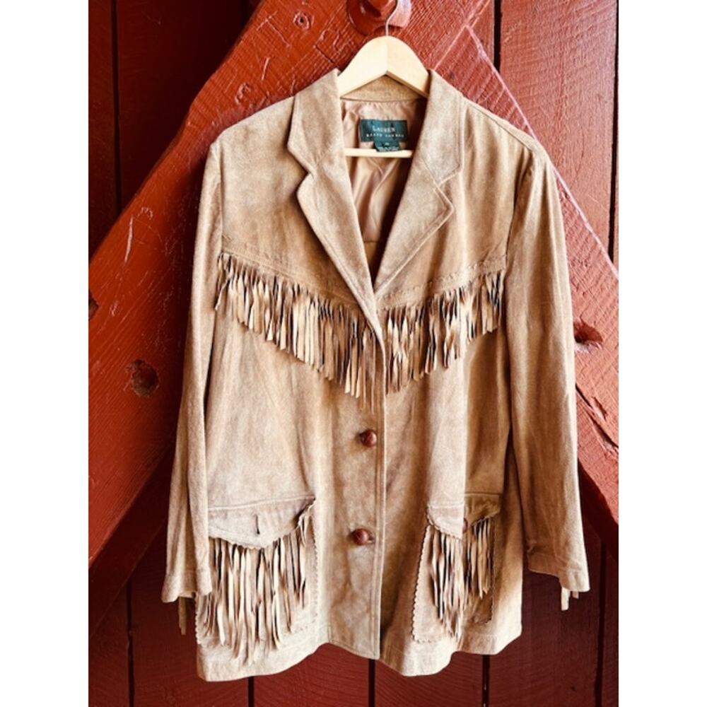Vintage Fringe Ralph Lauren Leather Jacket Size Small